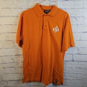 Southpole Polo Shirt Men's L Orange Embroidered Large Logo Cotton Golf